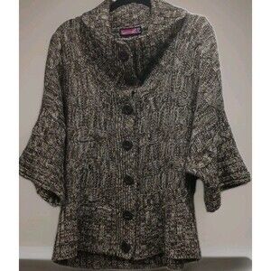 Say What? Women’s 2X Brown Knit Button Cardigan Shawl Collar Grannycore Y2K Cozy